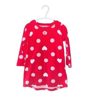 Old Navy Toddler Dress Size 2 Girls Red Pink Hearts Long Sleeve Valentine's Day